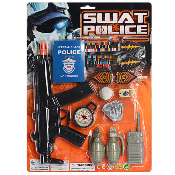 32776 Набір поліцейського A507 автомат, компас, рація, гранати, жетон, лист, 31-42,5-3 см.