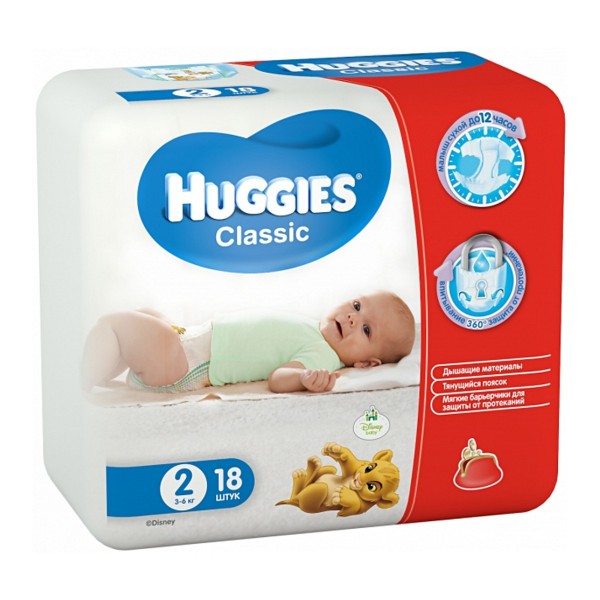 177756 Підгузники Huggies Classic 2, 3-6 кг, 18 шт