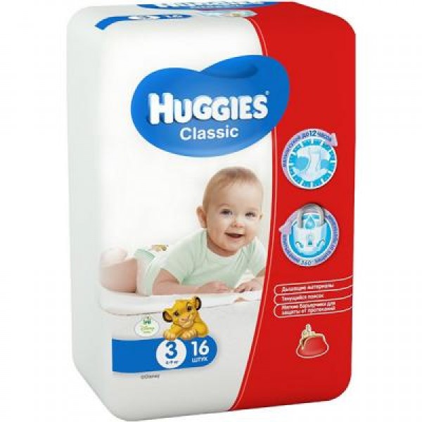 177757 Підгузники Huggies Classic 3, 4-9 кг, 16 шт