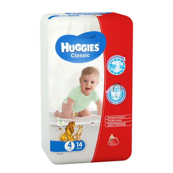 177758 Підгузники Huggies Classic 4, 7-18 кг, 14 шт