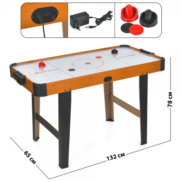 261255 Настільна гра 3007NA  аерохокей, дерев'яний, на ніжках, д132-ш65-в78см, ігрове поле д121-ш62см