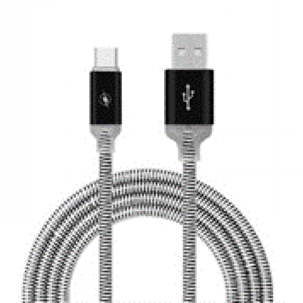 108620 USB кабель Цветной без упаковки 1m, металл наконечник, шнур ткань/силикон