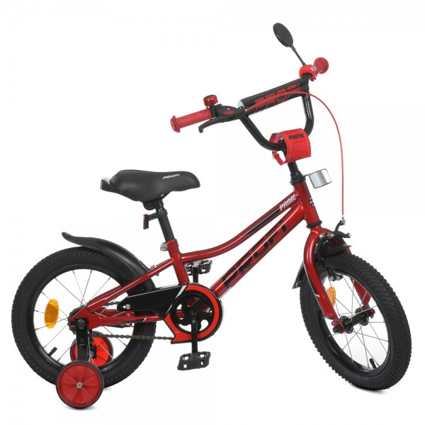 96283 Велосипед дитячий PROF1 14д. Y14221 Prime, червоний, дзвінок, дод.колеса.