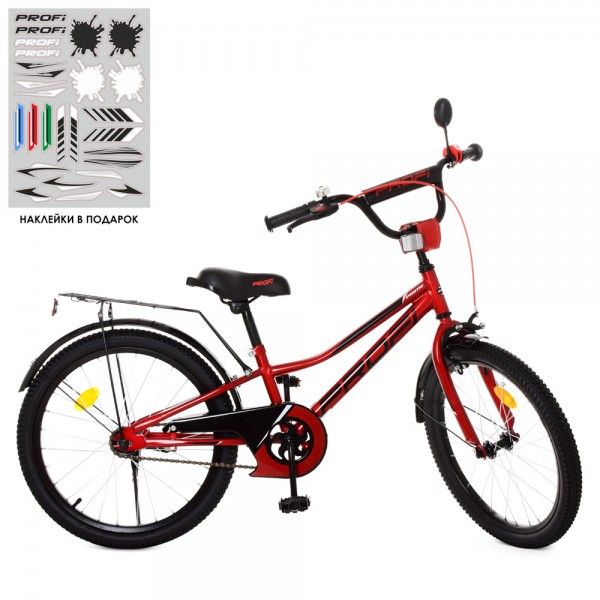 96289 Велосипед дитячий PROF1 20д. Y20221 Prime, червоний, дзвінок, підніжка.