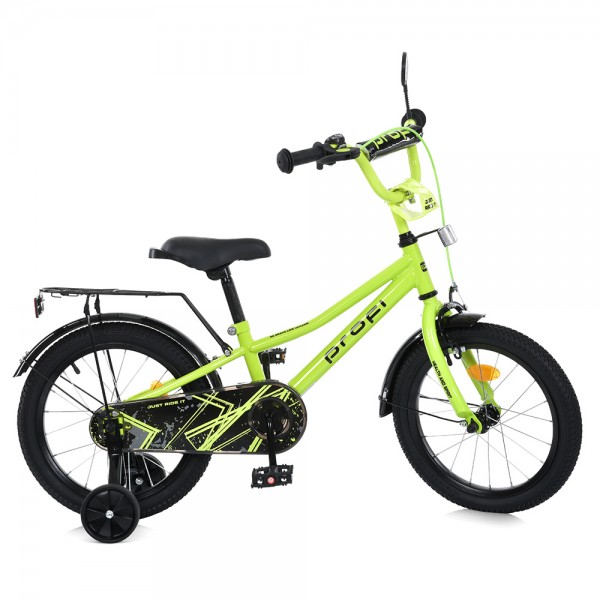 165606 Велосипед дитячий PROF1 14д. MB 14013-1 PRIME, SKD75, дзвінок, ліхтар, багажник,дод.колеса,салатовий