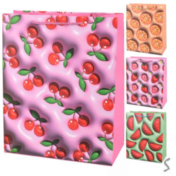 213356 Пакет подарунковий паперовий L "Fruits 3D" 31*41*12см., R96983-L