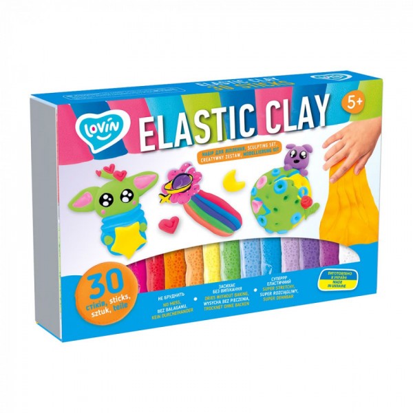 157639 Elastic Clay 30 sticks TM Lovin Набір для ліплення з повітряним пластиліном