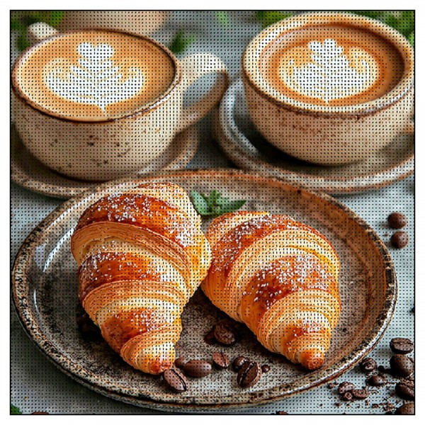 247706 Алмазна картина Strateg Кава з круасанами 30х30 (FZ3030-07)