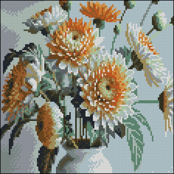 247708 Алмазна картина Strateg Помаранчеві квіти 30х30 (FZ3030-10)