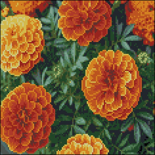 247710 Алмазна картина Strateg Пишні чорнобривці 30х30 (FZ3030-34)