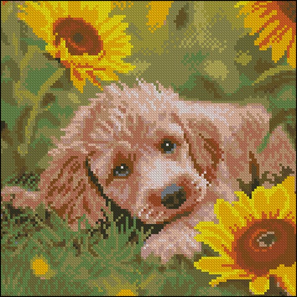 247711 Алмазна картина Strateg Пес у айстрах 30х30 (FZ3030-42)