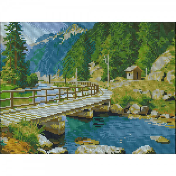 247712 Алмазна картина Strateg Міст у горах 30х40 (FZ3040-10)