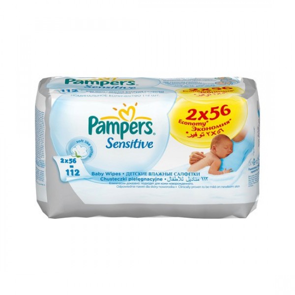 177652 Серветки вологі Pampers Sensitive Duo, змінний блок, 2х56 шт