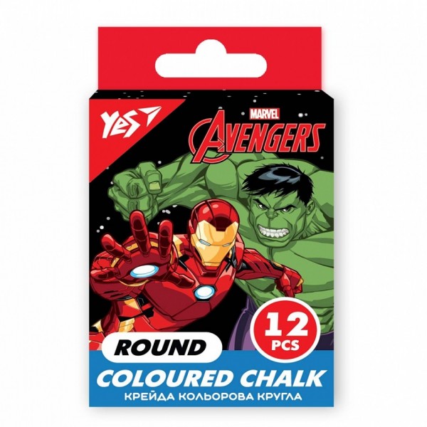 153201 Крейда YES "Marvel.Avengers", кольорова кругла, 12 шт