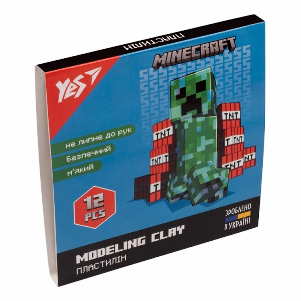 153254 Пластилін YES, 12 кол., 240г "Minecraft"