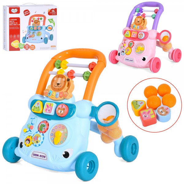 246525 Каталка-ходунки 368-17 41-33-в39см, сортер,шестерні,годинник,баскетб.кільце,, піаніно-муз.,бат.,кор.