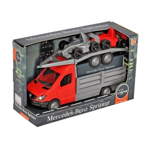 157967 Автомобіль "Mercedes-Benz Sprinter" бортовий з лафетом (червоний), Tigres