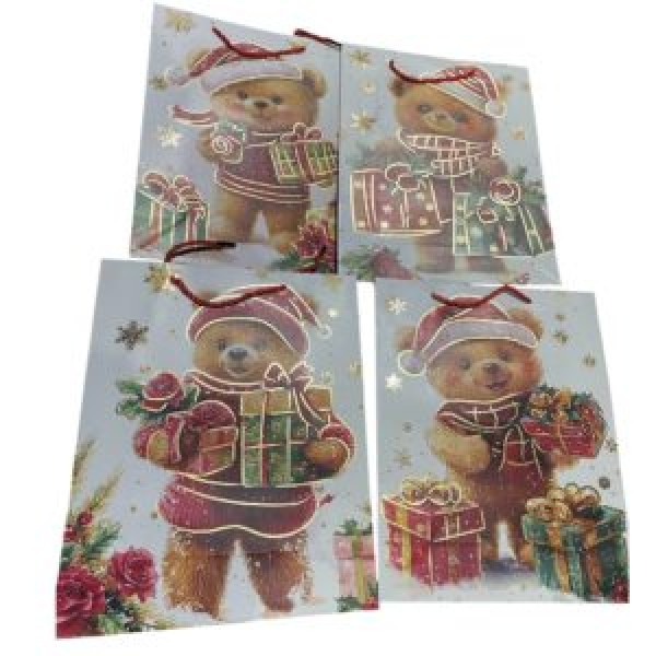 262642 Пакет новорічний паперовий L "Merry Teddy" 31*40*12см