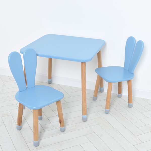 155421 Столик 04-025BLAKYTN-2 з двома стільцями, 60-60 см., синій.