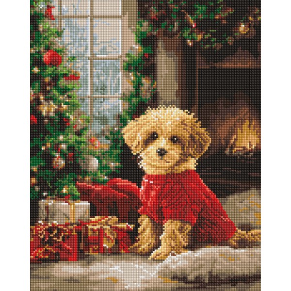 244484 Набір з алмазною мозаїкою "Пудель біля ялинки" 40х50см