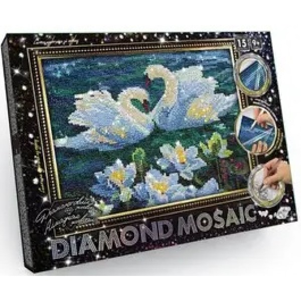 176447 Креативна творчість "Діамантовий живопис DIAMOND MOSAIC" А4 с.2 №2 лебеді