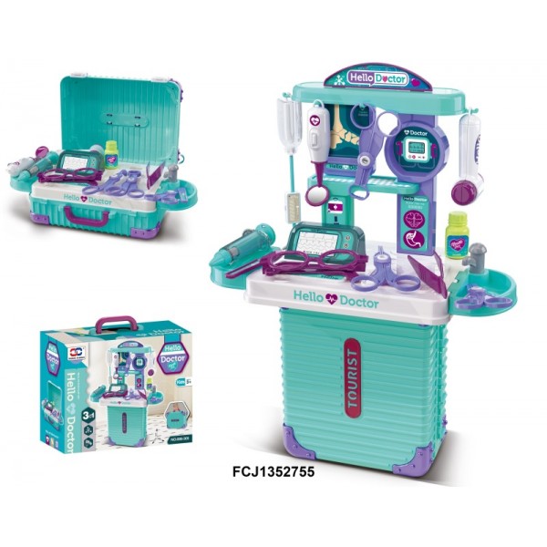 248659 Набір лікаря 008-305 3в1, стіл, медичні інструменти, складається в чемодан, карт.обг., 24-19-10 см.
