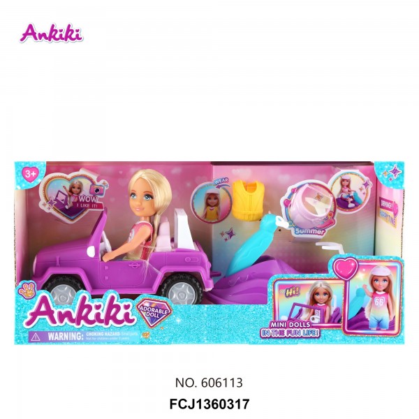 248516 Лялька 606113 шарнірні ноги, машина, гідроцикл, кор., 30-14-10 см.