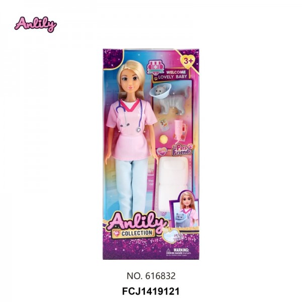 248524 Лялька 616832 ветеринар, кішечка, аксесуари, кор., 14,5-32-5 см.