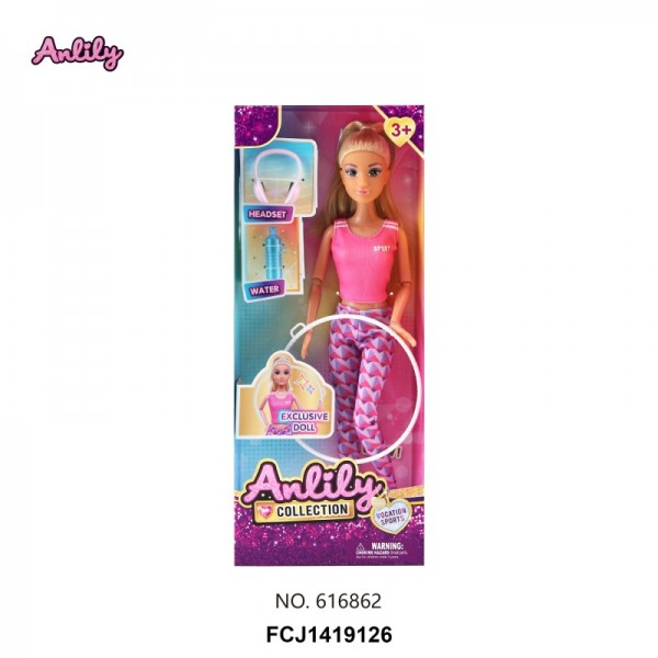 248525 Лялька 616862 шарнірна, навушники, пляшечка, обруч, кор., 13-32-5 см.