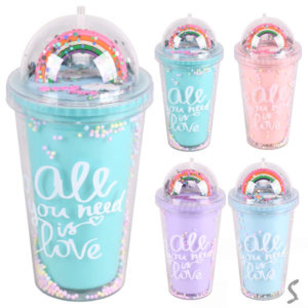 256588 Склянка з кришкою та трубочкою "With Love" 450мл R100191