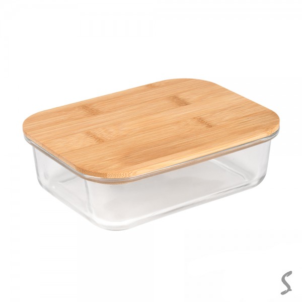 253937 Контейнер скло з бамбуковою кришкою "Rectangle" 17*13*6см 600мл,R36331-M