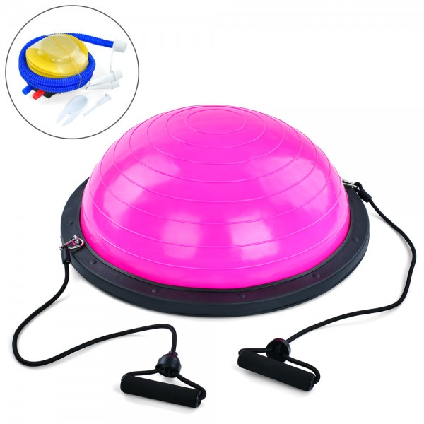 221643 Спортивний інвентар MS 2609-1 Pink баланс.платформа,босу,діам.60см,еспандер,насос,рожевий,кор.,59-61