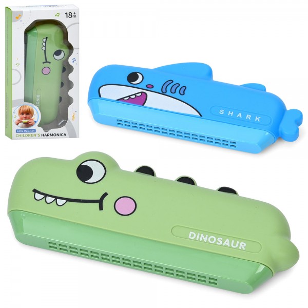 246635 Гармошка 1123-2A-4A  губна гармошка, 18см, чохол-силікон, 2 види(крокодил, акула), кор.10-20,5-4,5см