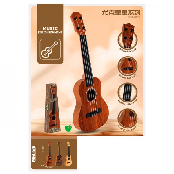 246616 Гітара 601A-1 54см, 4 струни, медіатор, 3 кольори, кор,, 22-54-7см