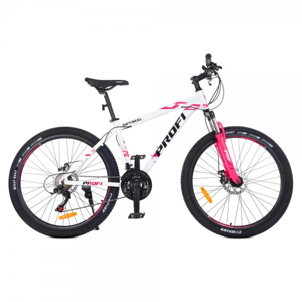 142379 Велосипед 26 д. G26OPTIMAL A26.5 алюм.рама 16,5", SHIMANO 21SP, алюм. DB,CS TZ500, біло-рожевий.