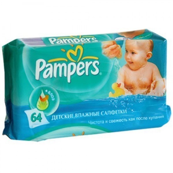 177618 Серветки вологі Pampers Baby Fresh, змінний блок, 64 шт