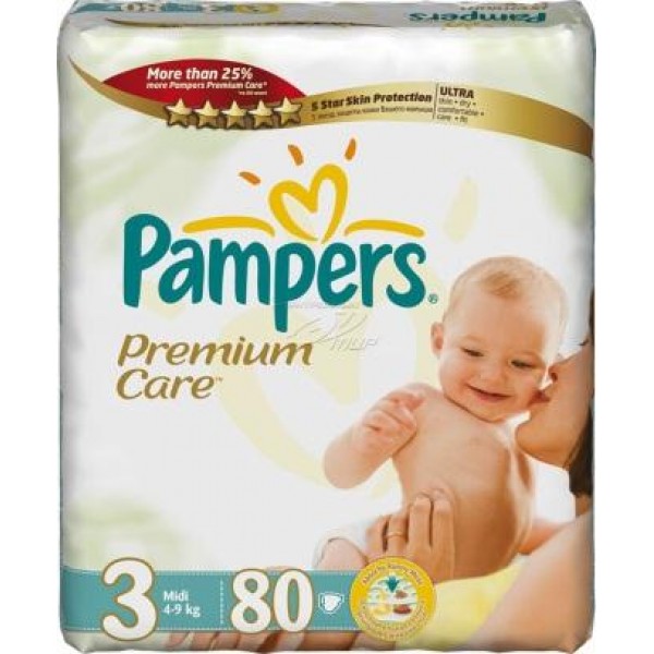 177621 Підгузники Pampers Premium Care 3, 4-9 кг, Midi, 80 шт