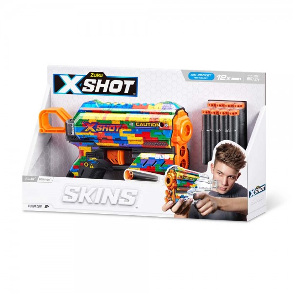 163630 Швидкострільний бластер X-SHOT Skins Flux Striper (8 патронів), 36516K