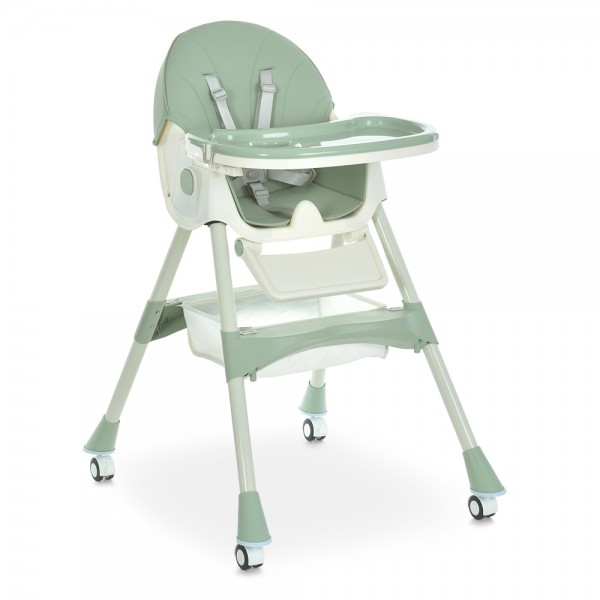 245394 Стільчик M 6302 Olive для годування, складний, 5-ти точ.рем., екошкіра, регул.підніжка, зелений