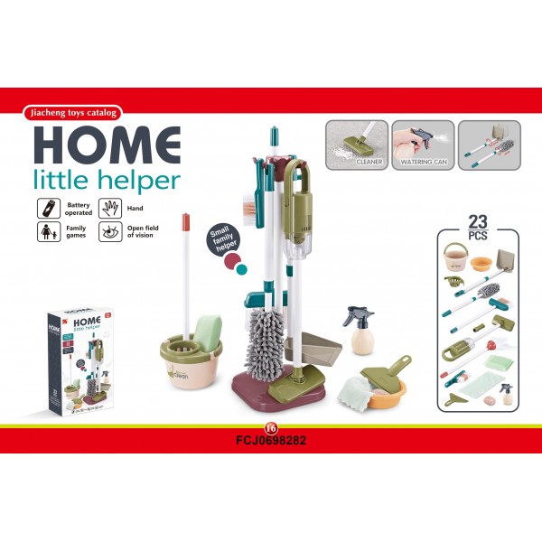 221285 Набір для прибирання 667-58 стійка,23предм.,відро,швабра,щітка,совок,пилесос,муз.,бат.,кор.,25-48-11