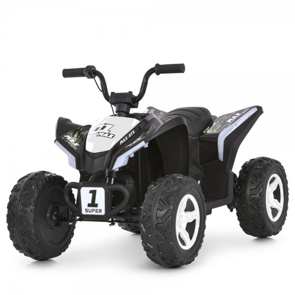 244332 Квадроцикл M 6283EL-1-2 2*35W,1*12V7-9AH, муз, світло, шкір.сидіння, BT, MP3, USB, EVA, біло-чорний