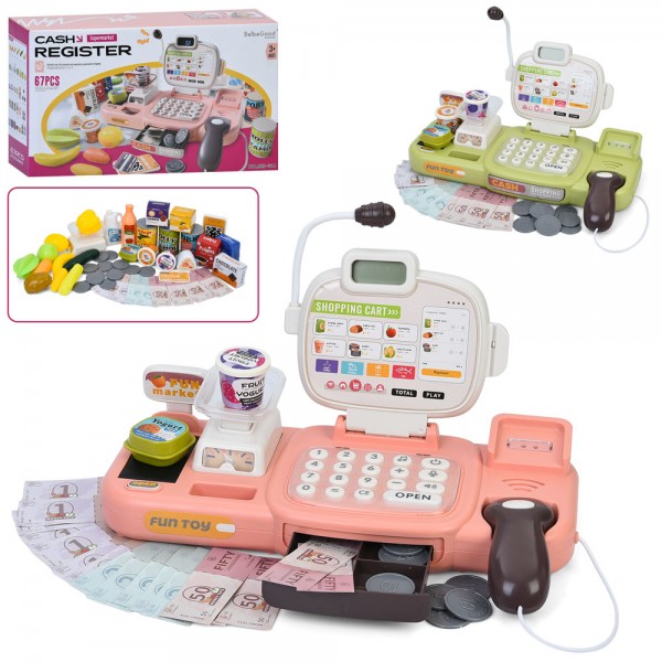 233188 Касовий апарат 889-314-315 калькулятор,мікрофон,сканер,рух. стрічка,ваги,гроші,продукти,2кольор,муз.