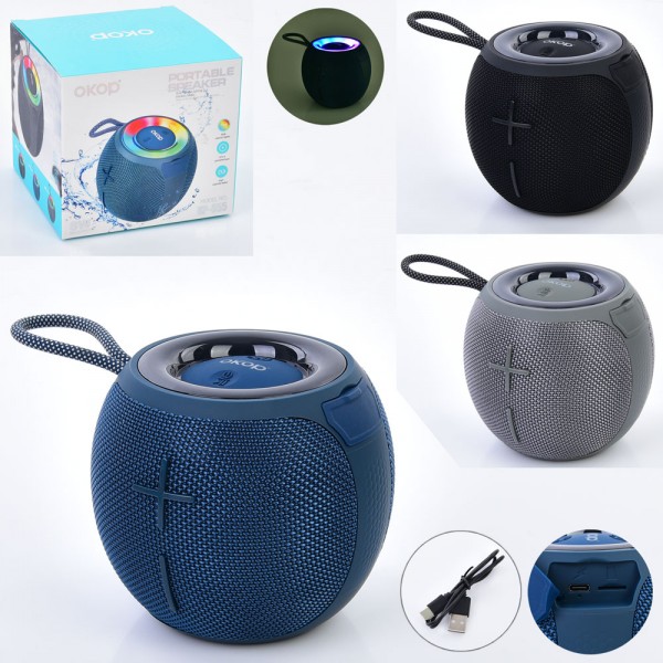 207511 Колонка FG231107023D акум.,1200mA,8W,TFслот,Bluetooth,USB,FM,світло,мікс кольорів,кор.,13-12-12,5см,