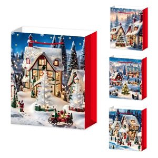 213484 Пакет новорічний паперовий L "Winter evening 3D" 31*40*12см., R96607-L