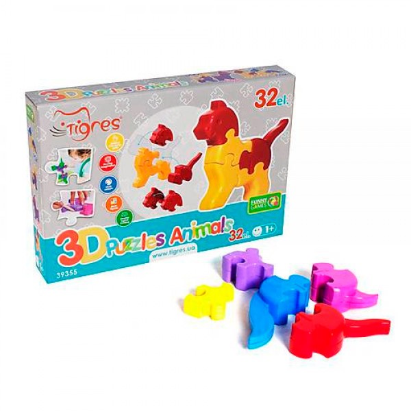 67453 Іграшка розвиваюча: 3D пазли - Тваринки (4шт.) - 32 ел.