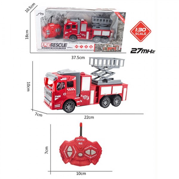115482 Спецтехника QH33-2 (36шт) р/у, пожарная машина,22,5см,1:30,свет,рез.кол,бат,в кор-ке, 37-18-10,5см