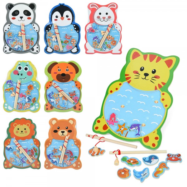 227381 Дерев'яна іграшка Риболовля MD 1374 магнітна,2 вудки,морські мешкан.10шт.,8 видів,кул.,20,5-28-1,5см