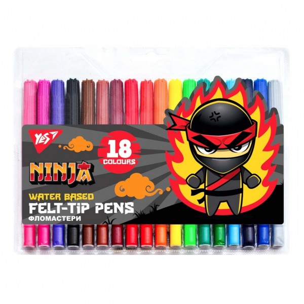 153297 Фломастери YES 18 кольорів "Ninja"