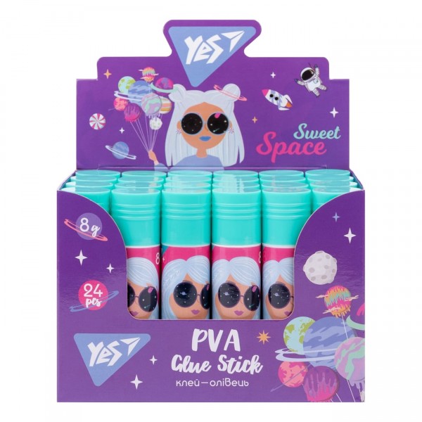 156407 Клей-олівець YES 8г, PVA Space Girl