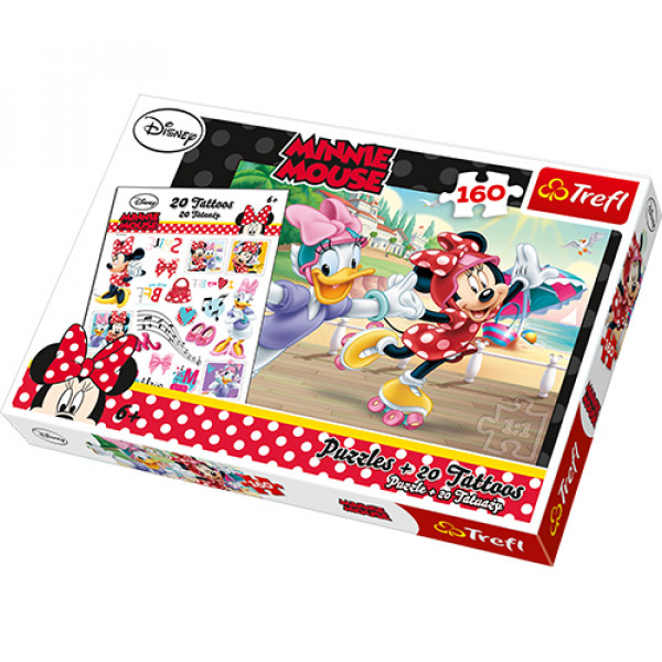 12679 Дитячі іграшки головоломки-пазли з картону Puzzles - "160 Tattoo" - Minnie and Daisy rollerskating /